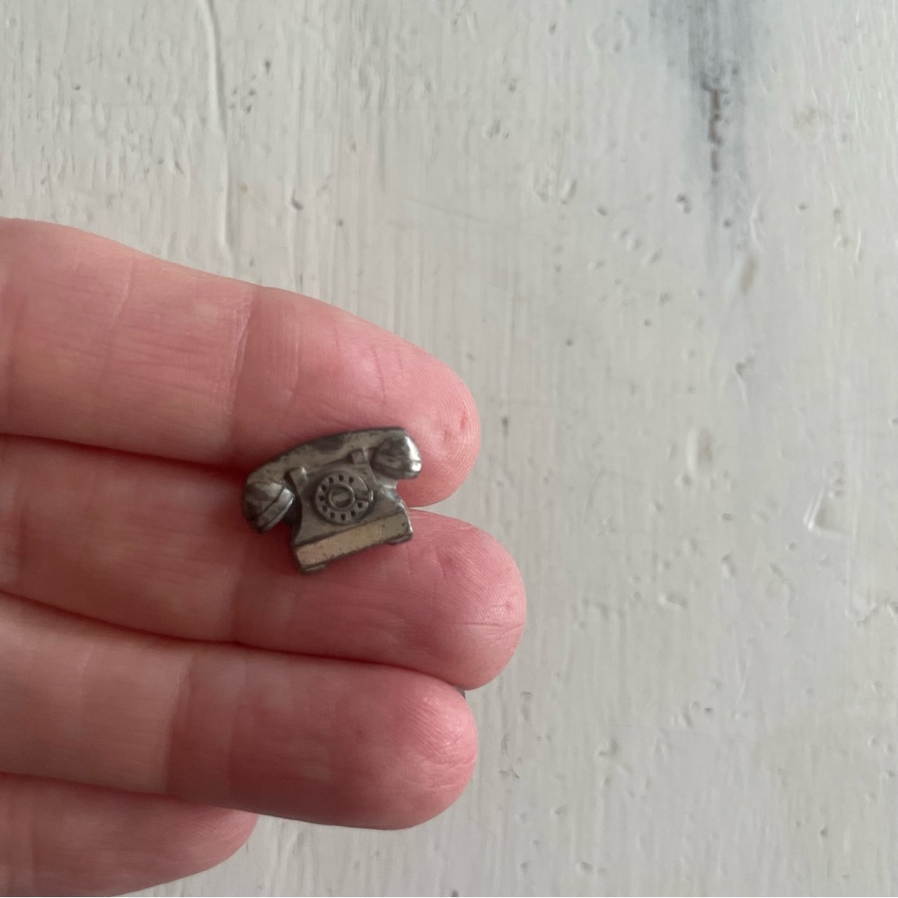 Vintage Sterling Silver Rotary Phone Lapel Hat Pin No Back